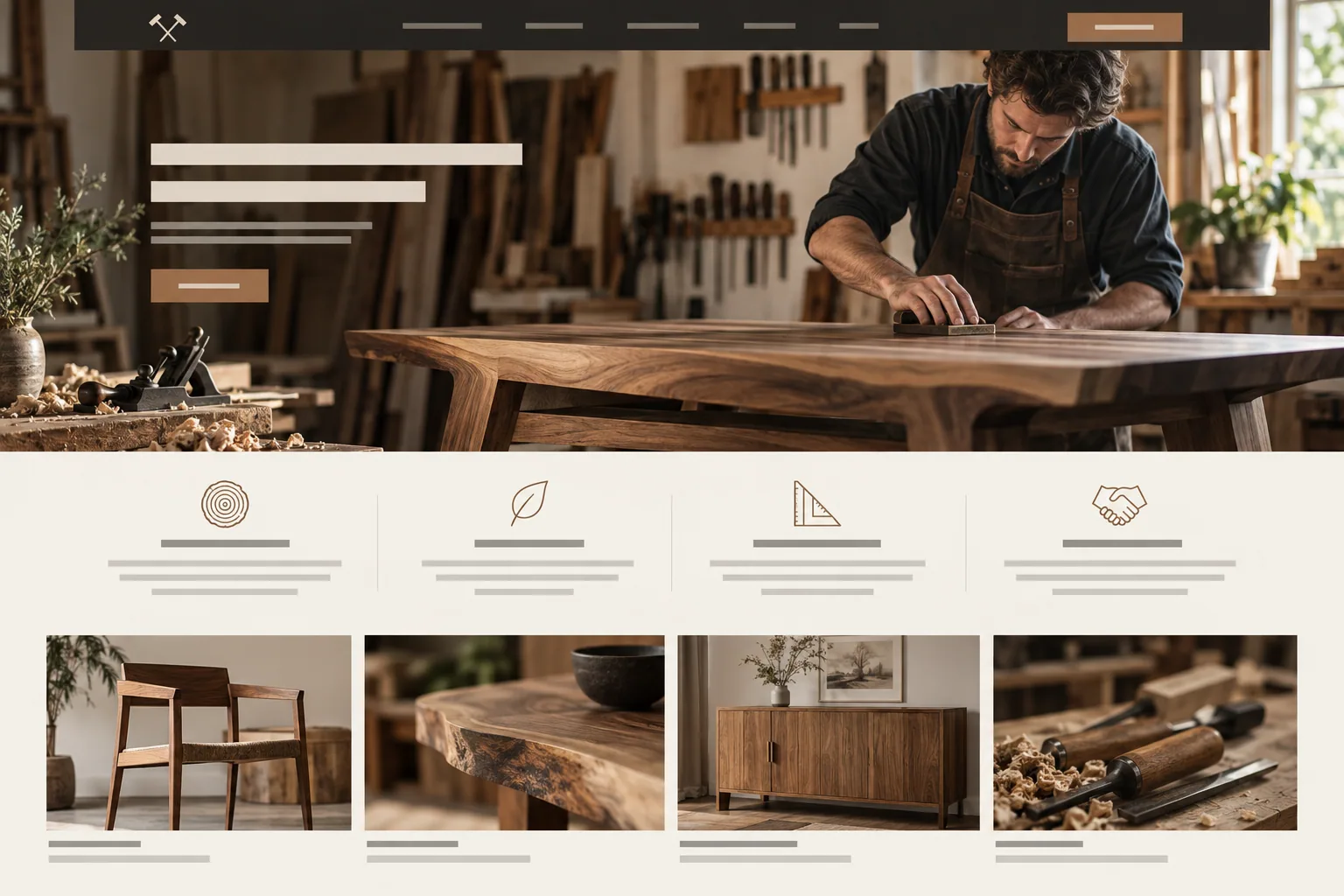 Maquette de site vitrine pour Artisan